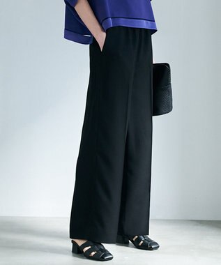 ICB 【WEB限定カラーあり】FluidBackSatin ワイドパンツ ブラック