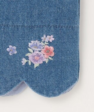 ANY KIDS スカラップ×刺繍デニムパンツ ブルー