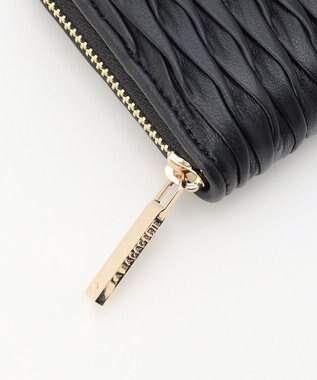 LA BAGAGERIE シープレザープリーツ加工ラウンドウォレット ブラック