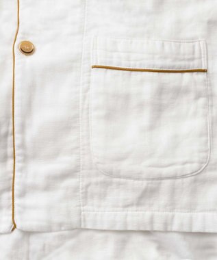 京和晒綿紗 【紗栄子さん愛用パジャマの色違い/UNISEX】ガーゼパジャマ 2重合わせ 白 マスタードバイアス