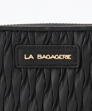LA BAGAGERIE シープレザープリーツ加工ラウンドウォレット ブラック