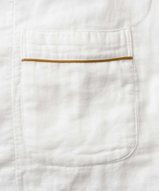 京和晒綿紗 【紗栄子さん愛用パジャマの色違い/UNISEX】ガーゼパジャマ 2重合わせ 白 マスタードバイアス
