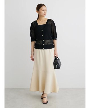 Green Parks すかし柄コンパクトシアーカーディガン Black