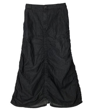 Green Parks ・ＳＵＧＡＲ　ＳＰＯＯＮ　シャーリングデニムスカート Black