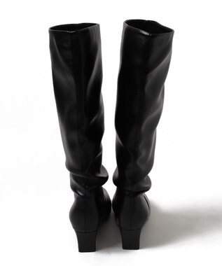 WEGO シャーリングポインテッドロングブーツ ブラック