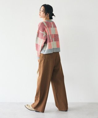 CRAFT STANDARD BOUTIQUE 洗える/チェック柄ニットプルオーバー Red