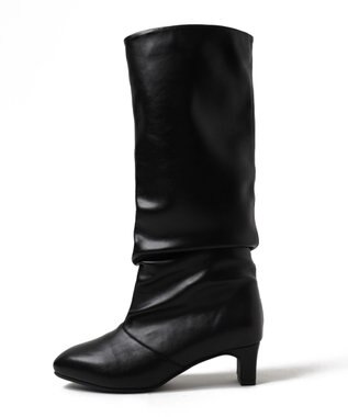 WEGO シャーリングポインテッドロングブーツ ブラック