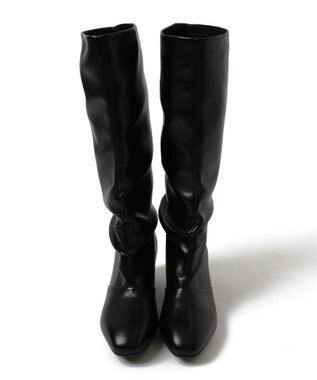 WEGO シャーリングポインテッドロングブーツ ブラック