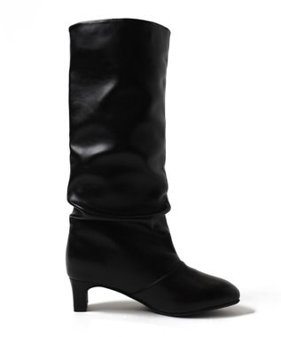 WEGO シャーリングポインテッドロングブーツ ブラック