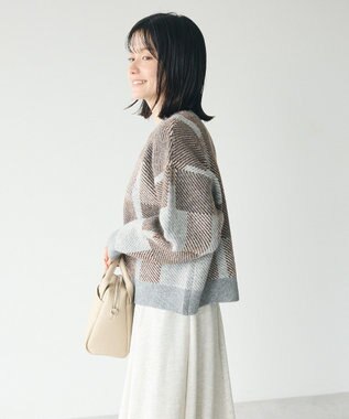 CRAFT STANDARD BOUTIQUE 洗える/チェック柄ニットプルオーバー Brown