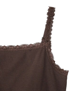 earth music&ecology カップ付レースキャミソール Brown