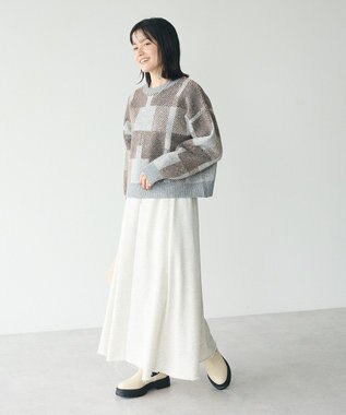 CRAFT STANDARD BOUTIQUE 洗える/チェック柄ニットプルオーバー Brown