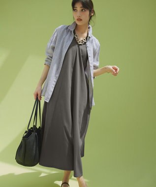 23区 【Oggi8月号掲載/洗える】LIBECO ベーシック シャツ カーキストライプ