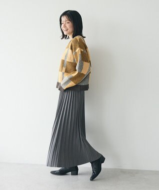 CRAFT STANDARD BOUTIQUE 洗える/チェック柄ニットプルオーバー Mustard