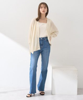 earth music&ecology セルフカットフレアデニムパンツ Medium Indigo