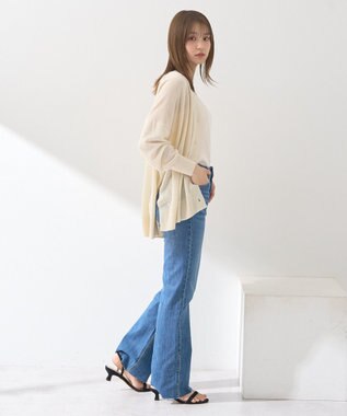 earth music&ecology セルフカットフレアデニムパンツ Medium Indigo