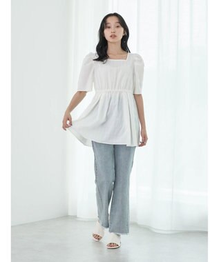 earth music&ecology スクエアネックチュニック Off White