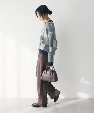 CRAFT STANDARD BOUTIQUE 洗える/チェック柄ニットプルオーバー Navy