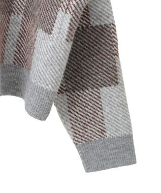 CRAFT STANDARD BOUTIQUE 洗える/チェック柄ニットプルオーバー Brown