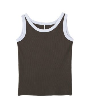 AMERICAN HOLIC バイカラーテレコタンクトップ Dark Brown