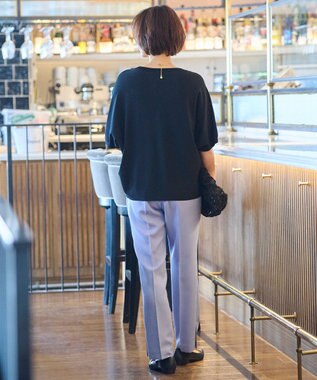 自由区 【好評につき新色追加・9色展開・洗える・XSサイズあり】クレープストレッチドルマン ニット ネイビー系