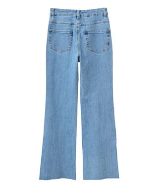 earth music&ecology セルフカットフレアデニムパンツ Light Indigo