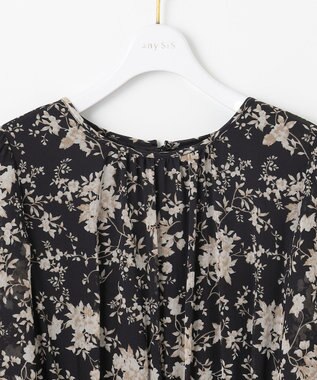 ANY SIS 【洗える】シアーパターン ワンピース ブラック花柄