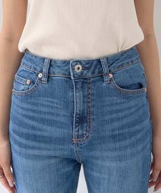 earth music&ecology セルフカットフレアデニムパンツ Medium Indigo