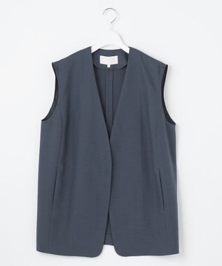 自由区 S 【カタログ掲載・接触冷感・UVカット・洗える】リネンミックスツィル ジレ インク