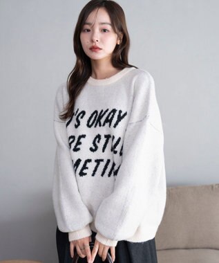 WEGO 【2025年秋冬新作】フラッフィーグラフィックニットBIGプルオーバー 柄3