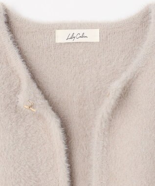 ANY SIS L 【Lily Calin】フェザーニット カーディガン ライトグレー
