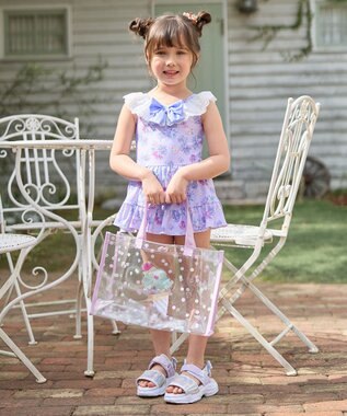 ANY KIDS 花柄×レース ワンピース水着 ラベンダー