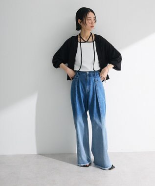 Green Parks フロントＺＩＰニットカーディガン Black