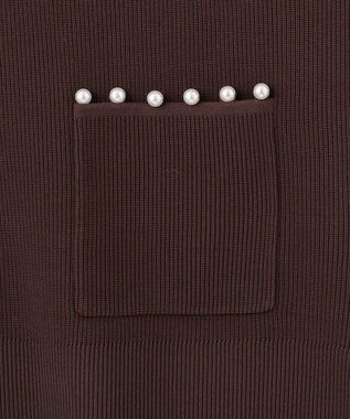 組曲 【洗える・軽量】パールディテールニット ベスト ダークブラウン系