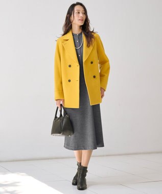 J.PRESS LADIES 【WEB限定カラーあり】Jackal ソフトメルトン Pコート 【WEB限定】イエロー系