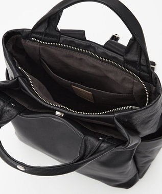 russet ＜約10リットル/690g＞2ハンドルレザーリュックサック(SF-259) Black