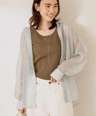 AMERICAN HOLIC メッシュ長袖シャツ【WEB限定カラー有り】 Stripe Blue