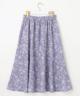 ANY SIS 【洗える】ラインフラワーストライプ スカート ライトブルー系