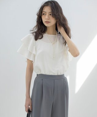 組曲 S カールマイヤーフリル ブラウス アイボリー系