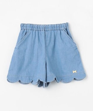 ANY KIDS 裾スカラップ ショートパンツ ブルーデニム