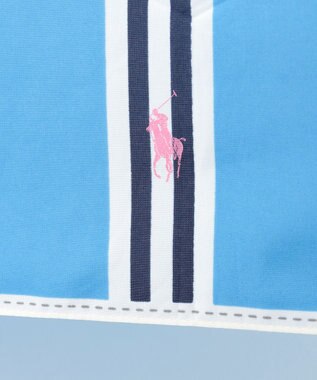 MOONBAT POLO RALPH LAUREN (ポロ ラルフローレン)折りたたみ傘 ワンポイント ストライプ 75デニール 日本製 サックスブルー