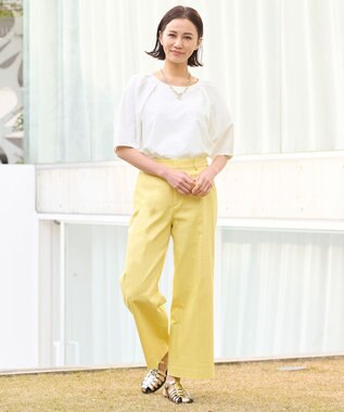 自由区 【接触冷感・吸湿・速乾・XXSサイズあり】COOL MAXクロップド丈 ワイドパンツ ライトイエロー系