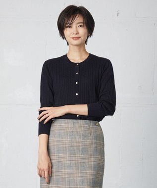 J.PRESS LADIES 【洗える】KNIT BASIC ミドル カーディガン ネイビー系