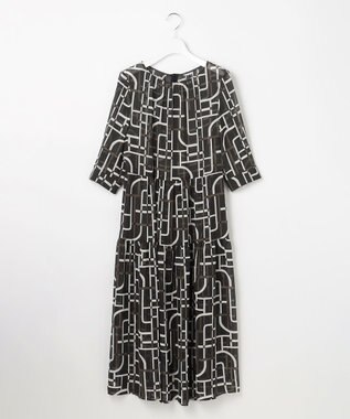 自由区 S ジオメトリックレトロプリント ワンピース グレーベース