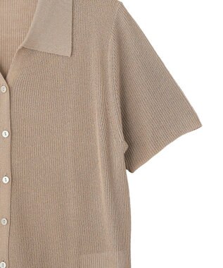AMERICAN HOLIC 襟付きスキッパー半袖ニットポロ Beige