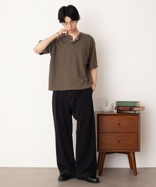 WEGO リングドットヘンリーネックリブT（SS） ブラウン