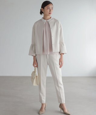 組曲 S 【KUMIKYOKU NAVY】コンフォータブルドレープ フレアスリーブジャケット サンドベージュ系