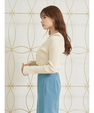 earth music&ecology ＳＥＴ２点ショートカーディガン＋レイヤードタンク Ivory