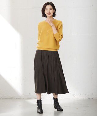 J.PRESS LADIES L 【洗える】パウダリージャージー ランダムプリーツ スカート ブラウン系