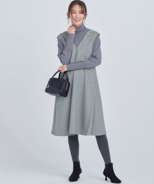 組曲 S チドリツイル ジャンパーワンピース グリーン系3